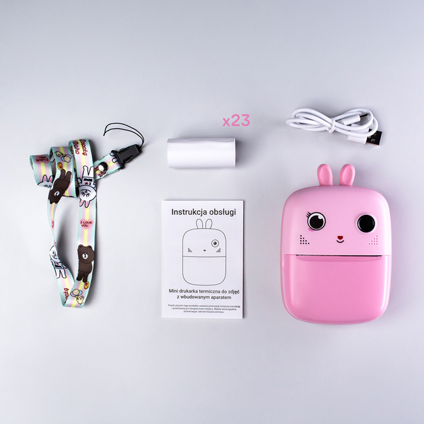 Mini-Thermodrucker für Kinder mit Kamera und Camcorder - Rosa