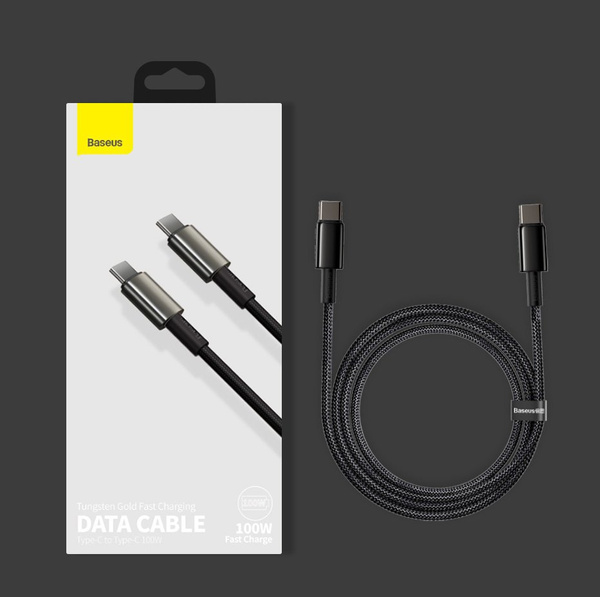 Baseus CATWJ-A01 USB-C – USB-C PD QC-Kabel 100 W 5 A 480 Mbit/s 2 m – Schwarz