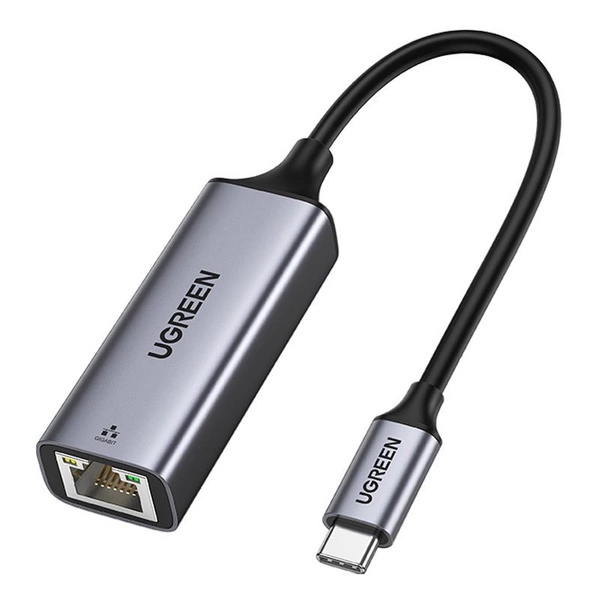 Ugreen zewnętrzna karta sieciowa  RJ45 - USB Typ C (1000 Mbps/ 1 Gbps )Gigabit Ethernet szary (CM199)