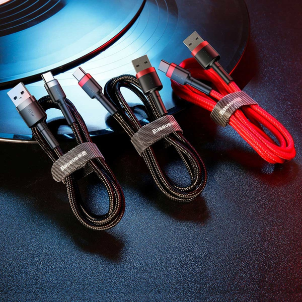 Baseus Cafule Cable durable nylon cable USB / USB-C QC3.0 2A 2M black-gray (CATKLF-CG1)