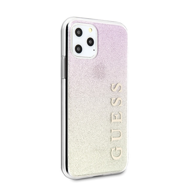 Guess, GUHCN65PCUGLGPI iPhone 11 Pro Max Roségold/Goldrosa Hartschalenetui Gradient Glitter