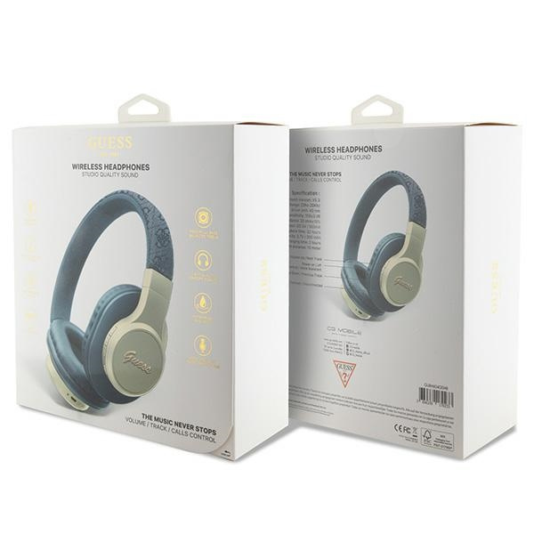 Słuchawki nauszne Guess 4G Script Bluetooth - niebieskie