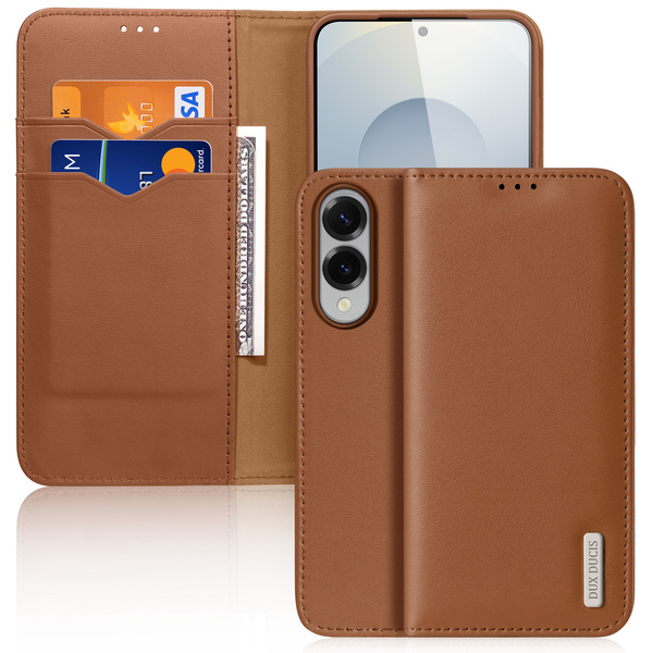 Etui Dux Ducis Hivo na Samsung Galaxy S25 Edge z klapką i ochroną RFID - brązowe