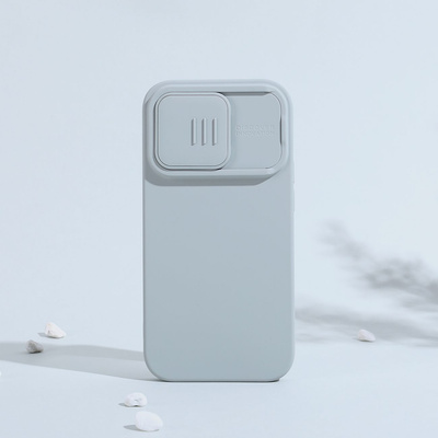 Nillkin CamShield Silky Silicone Case etui iPhone 14 Pro Max pokrowiec z osłoną na aparat zielony