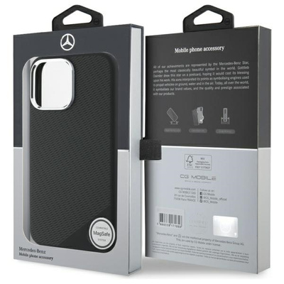 Mercedes Silicone Tonal Logo Wood Pattern MagSafe iPhone 16 Pro Max Case - Black