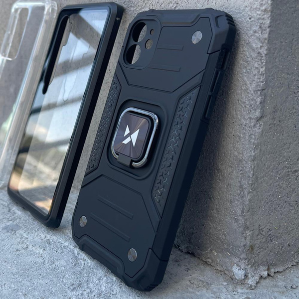 Wozinsky Ring Armor Hülle für iPhone 14 gepanzerte Hülle magnetischer Haltering silber