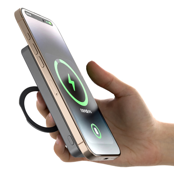Dudao K28 10000 mAh PD 22,5 W MagSafe Powerbank mit Metallgehäuse und Ringständer - Silber