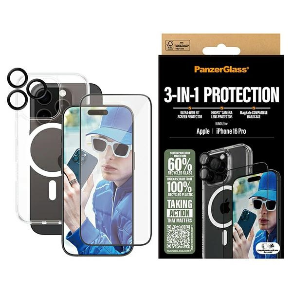PanzerGlass Bundle 3in1 iPhone 16 Pro 6,3&quot; D3O Hardcase + Displayschutzfolie UWF+ Objektiv B1292+2862+1284