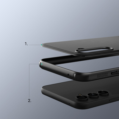 Nillkin Super Frosted Shield Pro Hülle für Samsung Galaxy A54 5G Gepanzerte Abdeckung + Telefonständer Schwarz