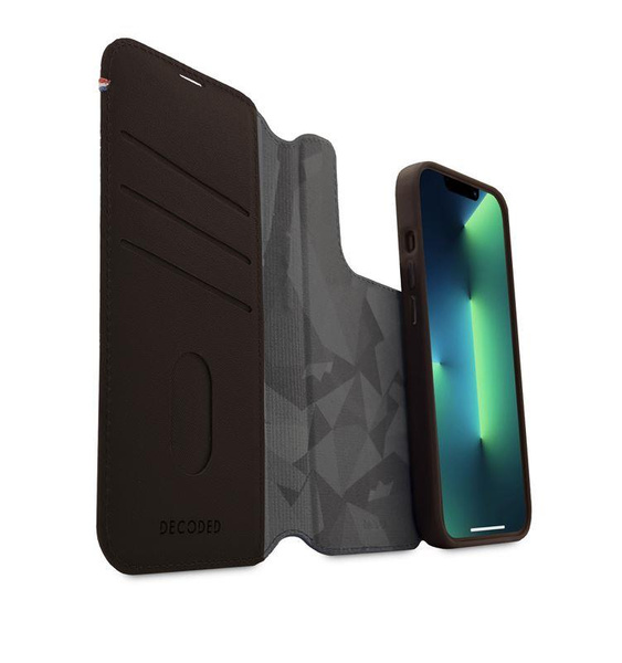 Decoded abnehmbare Brieftaschenhülle aus Leder mit MagSafe mit Flip für iPhone 14 Pro Max – Braun