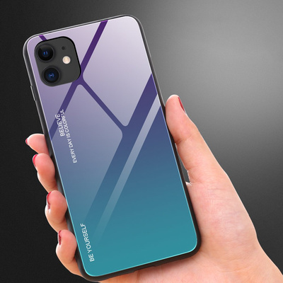 Gradient Glass Handyhülle Schutzhülle aus Panzerglas für iPhone 12 mini rosa