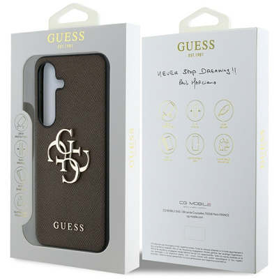 Etui Guess Grained Big 4G Logo Small Classic Logo do Samsung Galaxy S25 brązowy