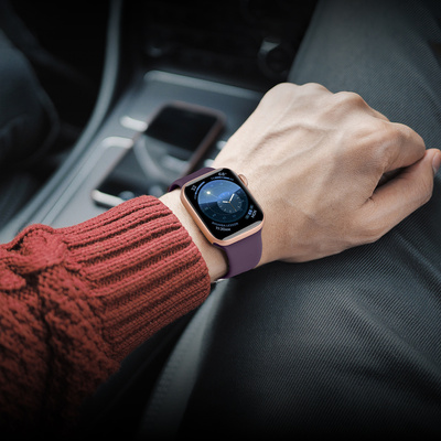 Silikonowa opaska Silicone Strap APS do Apple Watch 42 / 44 / 45 mm pasek bransoleta do zegarka - czarna