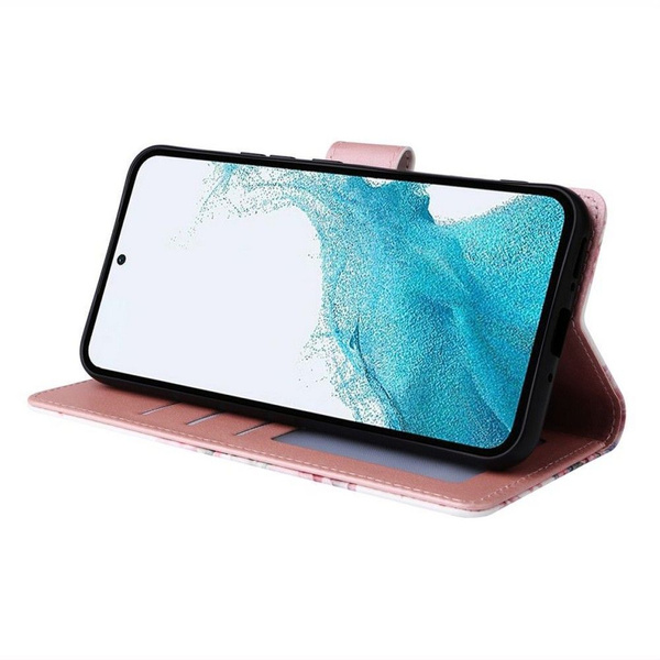 Etui Tech-Protect Wallet na Samsung Galaxy A25 5G - różowy marmur