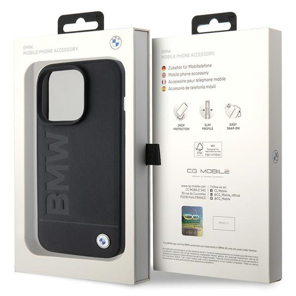 BMW MagSafe Leather Hot Stamp case for iPhone 15 Pro Max - black 