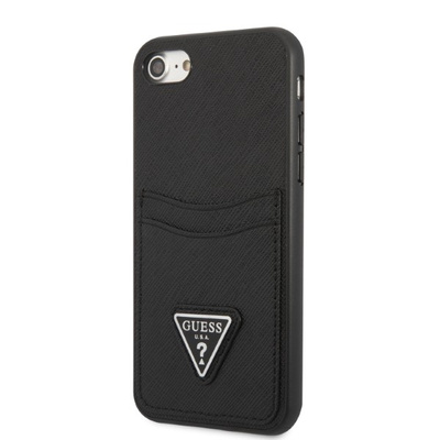 Guess GUHCI8PSATPK iPhone 7/8 SE 2020 / SE 2022 Hardcase schwarz/schwarz Hardcase Saffiano Triangle Logo Cardslot