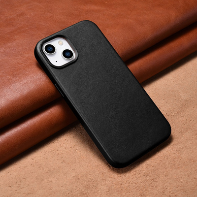 iCarer Case Leather cover for iPhone 14 black (WMI14220705-BK) (MagSafe compatible)