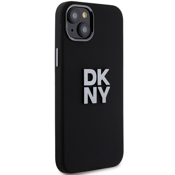 DKNY Liquid Silicone Metal Logo Hülle für iPhone 15 Plus / 14 Plus – Schwarz