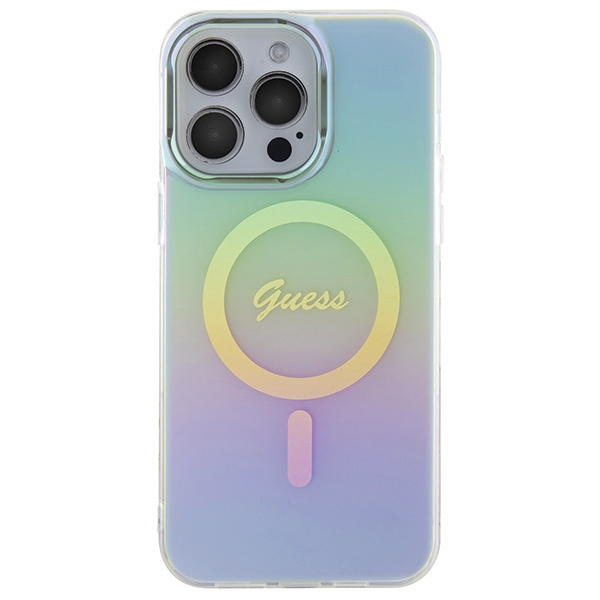 Guess IML Iridescent MagSafe Hülle für iPhone 15 Pro – Türkis