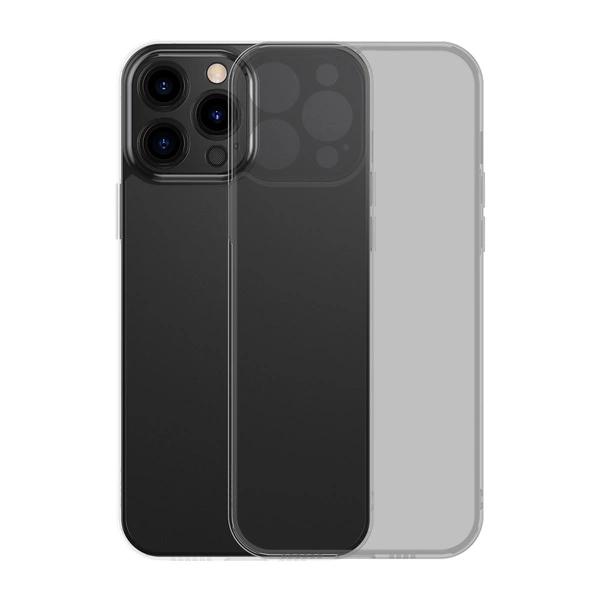 Baseus Frosted Glass Case Cover für iPhone 13 Pro Max Hardcover mit Gelrahmen schwarz (ARWS001101)