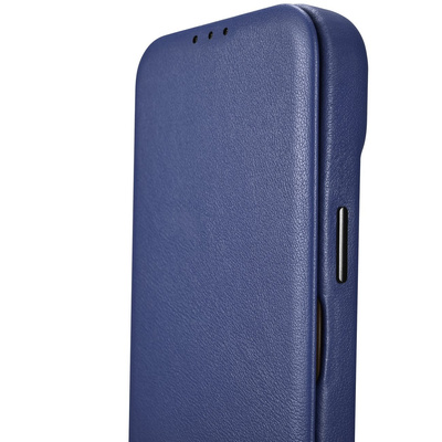 iCarer CE Premium Leather Folio Case iPhone 14 Pro Max Magnetic Flip Leather Folio Case MagSafe Blue (WMI14220716-BU)