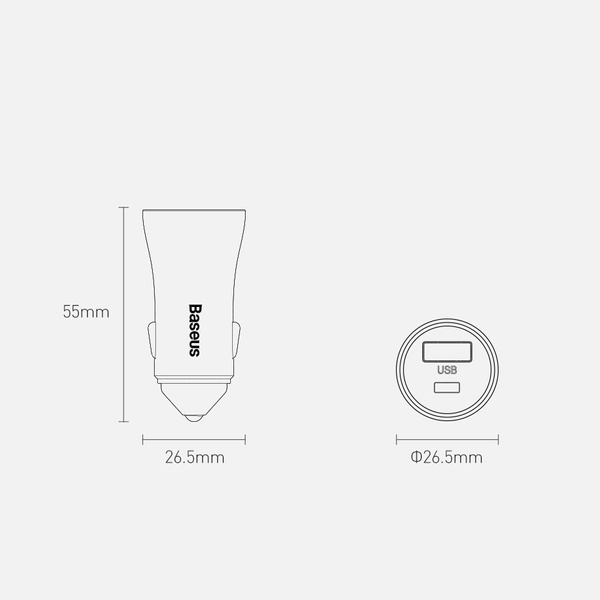 Baseus Golden Contactor Pro fast car charger USB Type C / USB 40 W Power Delivery 3.0 Quick Charge 4+ SCP FCP AFC + USB Type C cable - Lightning blue (TZCCJD-03)