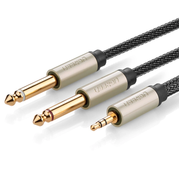 Ugreen cable audio cable mini jack 3.5 mm - 2 x jack 6.35 mm 2m gray (AV126)