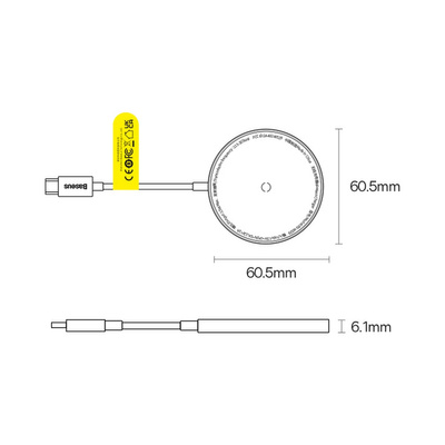 Baseus Simple Mini3 magnetisches Ladegerät MagSafe Qi 15W lila