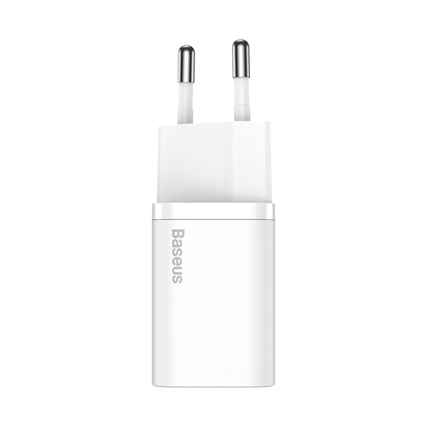 Baseus Si USB-C 25W 3A Schnellladegerät mit USB-C / USB-C 1m Kabel - Weiß