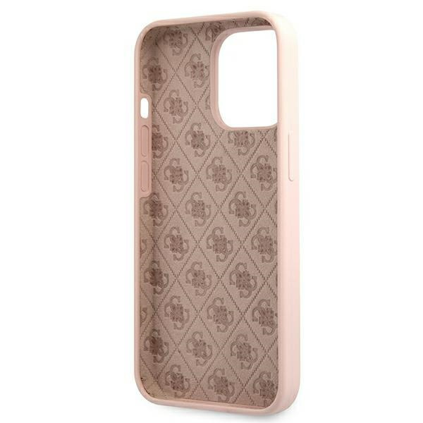 Guess GUHMP13LLSLMGLP iPhone 13 Pro / 13 6.1&quot; Hellrosa/Hellrosa Hardcase Silikonschrift Gold Logo Magsafe