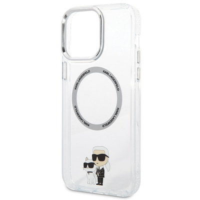Etui Karl Lagerfeld Iconic Karl&Choupette Magsafe na iPhone 13 Pro Max - przezroczyste