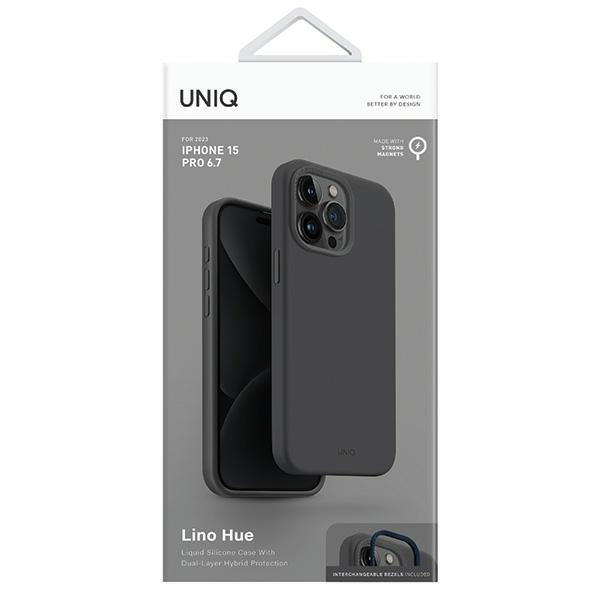 Uniq Lino Hue Magclick Charging case for iPhone 15 Pro Max - gray