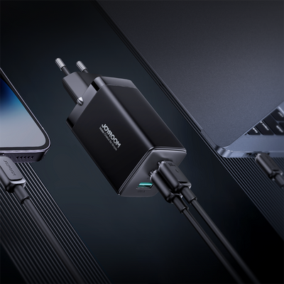 Joyroom fast GaN charger 65W USB-A, 2x USB-C black + USB-C - USB-C cable 100W 1.2m (TCG01)
