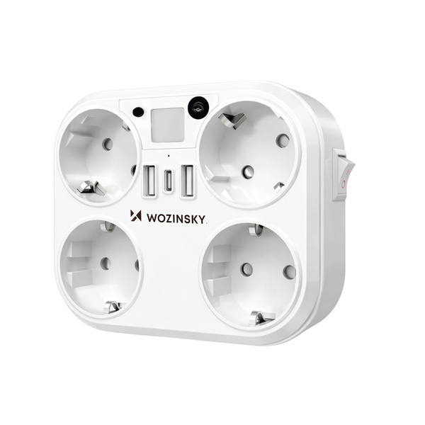 Rozgałęźnik sieciowy Wozinsky WRS-2B 4x AC 2x USB-A 2x USB-C 4000 W z lampką - biały