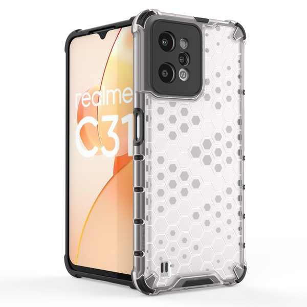 Gepanzerte Wabenhülle mit Gelrahmen Realme C31 transparent