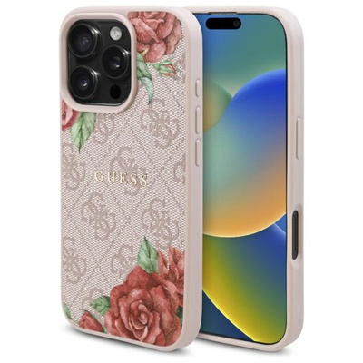 Guess GUHMP16LP4ROPEMCP iPhone 16 Pro 6,3&quot; Pink/Pink Hardcase 4G Flowers Print MagSafe