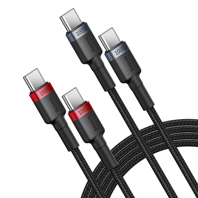 Baseus Cafule USB-C / USB-C 100W Kabel 2 m - rot-schwarz und schwarz-grau (2 Stk.)