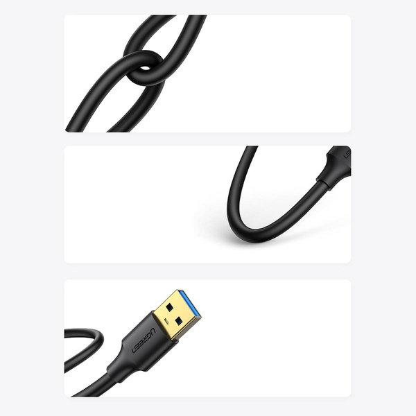 Kabel Ugreen US128 10369 USB-A 3.0 / USB-A 3.0 5Gb/s 0.5m - czarny
