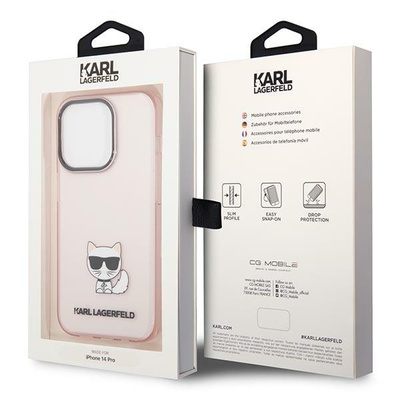 Karl Lagerfeld KLHCP14LCTTRI iPhone 14 Pro 6.1&quot; Hardcase Pink / Pink Transparenter Choupette Body