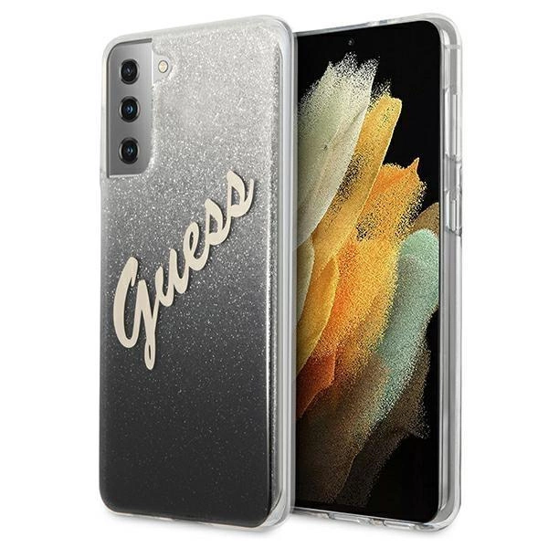 Etui Guess Glitter Gradient Script na Samsung Galaxy S21+ - czarne