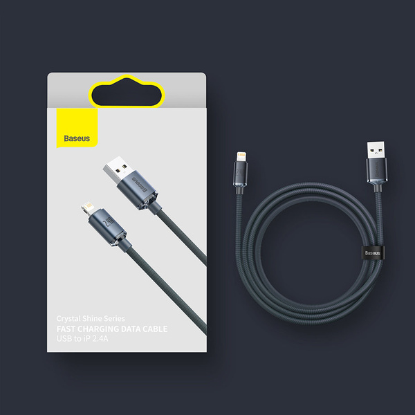 Baseus Crystal Shine Series Kabel USB-Kabel für schnelles Aufladen und Datenübertragung USB Typ A - Lightning 2.4A 2m lila (CAJY000105)