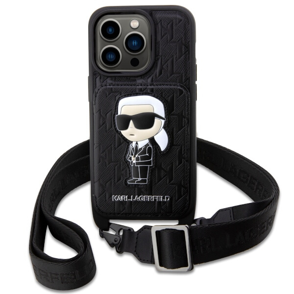 Karl Lagerfeld KLHCP14LCSAKHPKK iPhone 14 Pro 6.1" hardcase black/black Crossbody Saffiano Monogram Ikonik