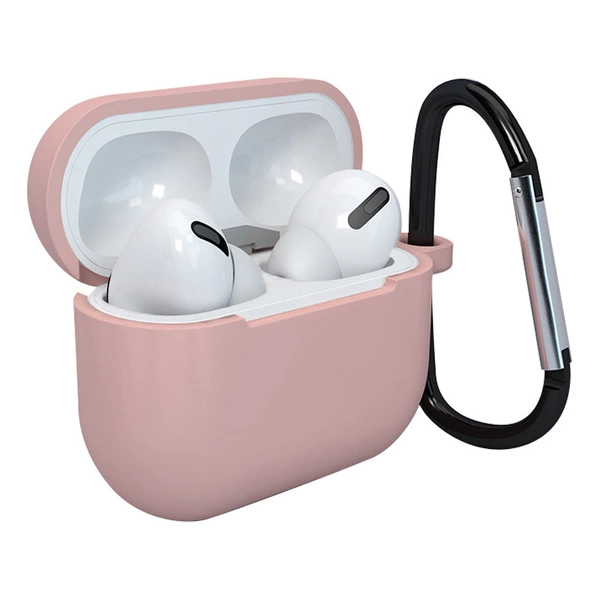 Hülle für AirPods 3 Silikon Softcase für Kopfhörer + Schlüsselanhänger Karabinerverschluss Anhänger rosa (Hülle D)
