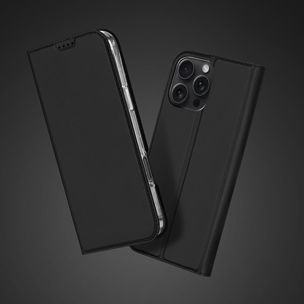 Dux Ducis Skin Pro Hülle für iPhone 16 Pro mit Klappe und Kartenfach – Schwarz