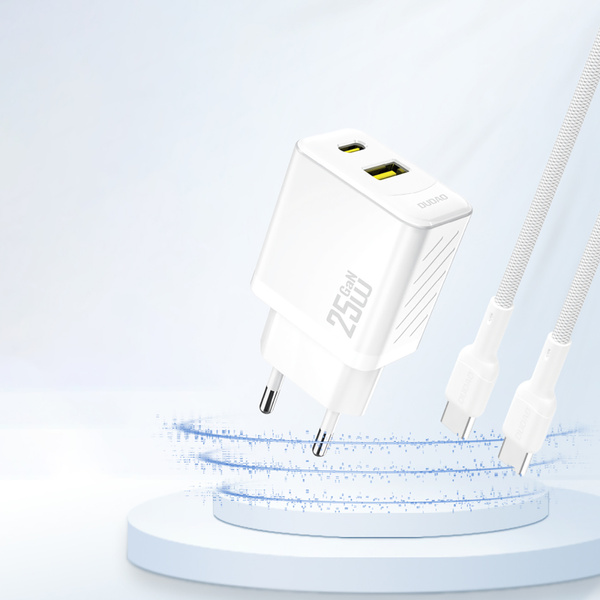 Dudao A26T GaN 25W USB-A, USB-C Charger - White