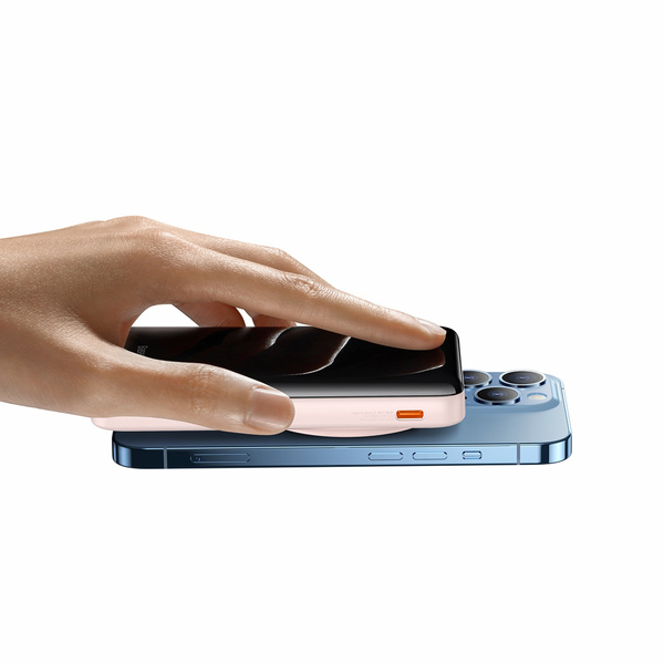 Baseus Magnetic Bracket 10000mAh 20W Powerbank mit MagSafe - Rosa + USB-C-Kabel 60W 0,5m