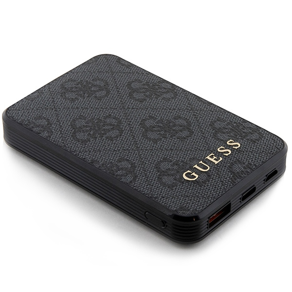 Powerbank Guess 4G Leather Metal Logo 15W 5000mAh - czarny
