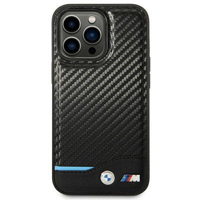 Hülle BMW BMHCP14L22NBCK iPhone 14 Pro 6.1 &quot;schwarz / schwarzes Leder Carbon