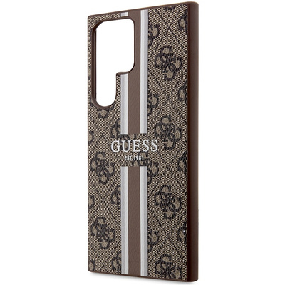 Etui Guess 4G Printed Stripes na Samsung Galaxy S23 Ultra - brązowe