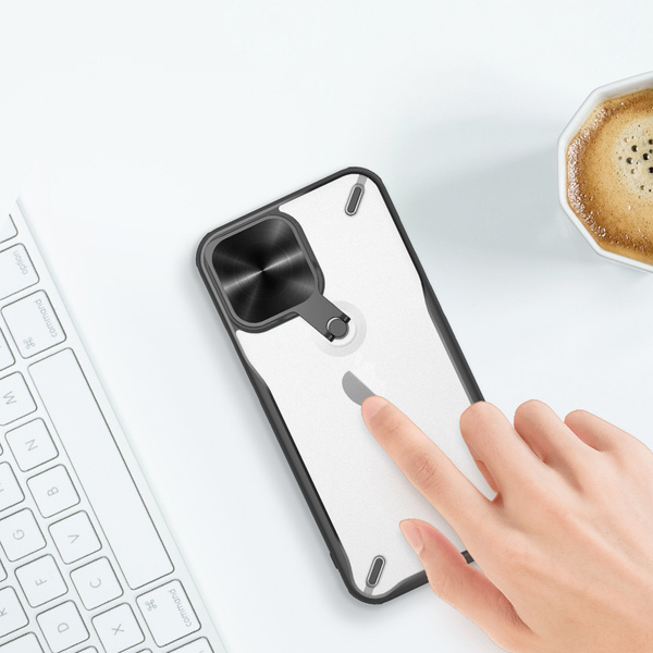 Nillkin Cyclops Case robuste Hülle mit Kameraabdeckung und faltbarem Ständer iPhone 13 Pro schwarz